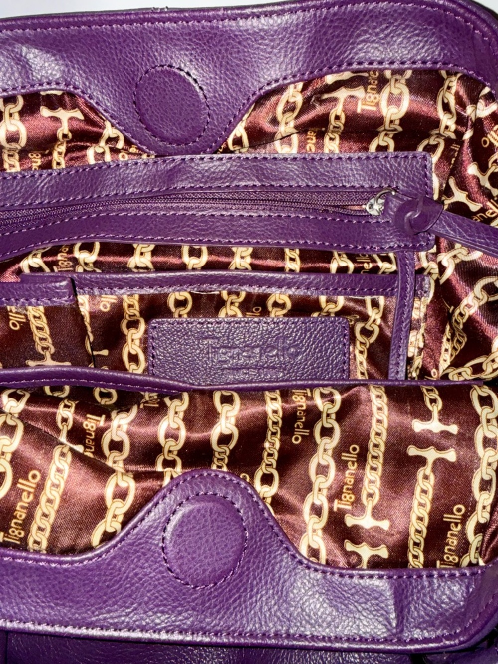 Tignanello Deep Purple Leather Tote - Picture 10 of 12